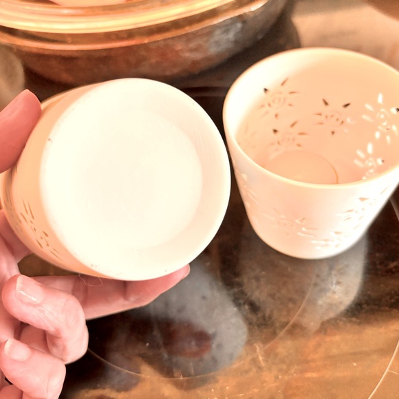 NEW Tobin James votive candle holder, unglazed porcelain, set of 2 - Picture 2 of 3